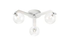 Bagno 51cm Flush Ceiling, 3 Light G9, IP44, White/Polished Chrome/Clear Waved Round Glass