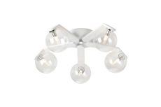 Bagno 54.3cm Flush Ceiling, 5 Light G9, IP44, White/Polished Chrome/Clear Smooth Round Glass