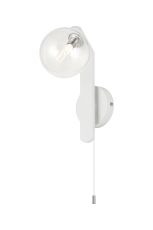 Bagno Wall Lamp, 1 Light G9, IP44, White/Polished Chrome/Clear Smooth Round Glass