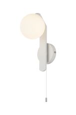 Bagno Wall Lamp, 1 Light G9, IP44, White/Polished Chrome/Opal Smooth Round Glass