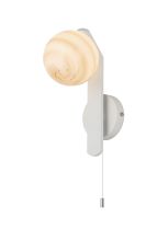 Bagno Wall Lamp, 1 Light G9, IP44, White/Polished Chrome/Brown Round Marble Effect Glass