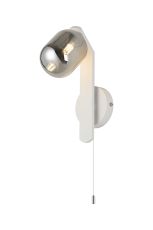 Bagno Wall Lamp, 1 Light G9, IP44, White/Polished Chrome/Smoke Smooth Tubular Glass