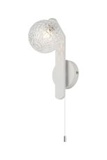 Bagno Wall Lamp, 1 Light G9, IP44, White/Polished Chrome/Clear Cross Pattern Round Glass