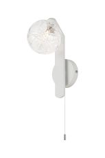 Bagno Wall Lamp, 1 Light G9, IP44, White/Polished Chrome/Clear Dune Effect Round Glass