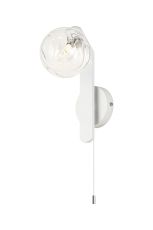 Bagno Wall Lamp, 1 Light G9, IP44, White/Polished Chrome/Clear Waved Round Glass