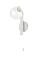 Bagno Wall Lamp, 1 Light G9, IP44, White/Polished Chrome/Clear Swirl Round Glass