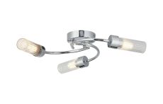 Gabini 46.5cm Flush Ceiling, 3 Light G9, IP44, Polished Chrome/Clear Glass