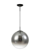 Miranda 40cm Ball Pendant 1 Light E27 Black Suspension With Matt Black/Smoke Fade Glass Globe