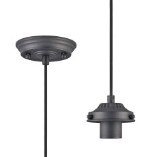 Mia 12cm Pendant Light (FRAME ONLY) 1.5m, 1 x E27, Satin Black / Black Braided Cable