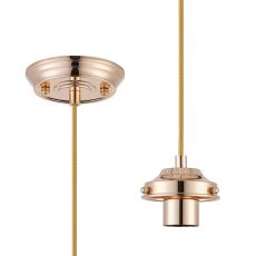 Mia 12cm Pendant Light (FRAME ONLY) 1.5m, 1 x E27, French Gold / Gold Braided Cable