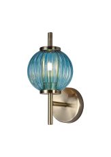 Gualtier Wall Lamp, 1 x G9, Antique Brass/Blue Glass