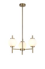 Gualtier 55cm Multi Height Pendant, 3 x G9, Antique Brass/Opal Glass