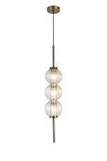 Gualtier 15cm Pendant, 3 x G9, Antique Brass/Clear Glass