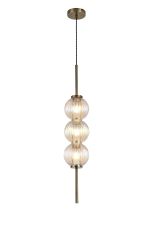 Gualtier 15cm Pendant, 3 x G9, Antique Brass/Light Iridescent Glass