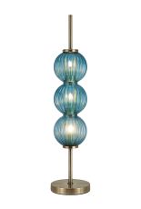 Gualtier Table Lamp, 3 x G9, Antique Brass/Blue Glass