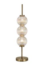 Gualtier Table Lamp, 3 x G9, Antique Brass/Light Iridescent Glass