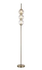 Gualtier Floor Lamp, 3 x G9, Antique Brass/Clear Glass