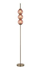 Gualtier Floor Lamp, 3 x G9, Antique Brass/Blush Pink Glass