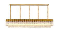 Vita 250 x 40cm Linear Pendant, 13 Light E14, Brass/Cognac Sculpted Glass, Item Weight: 67kg