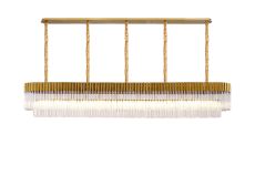 Vita 250 x 40cm Linear Pendant, 13 Light E14, Brass/Clear Sculpted Glass, Item Weight: 67kg