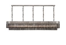 Vita 250 x 40cm Linear Pendant, 13 Light E14, Polished Nickel/Smoked Sculpted Glass, Item Weight: 67kg