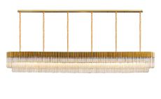 Vita 300 x 40cm Linear Pendant, 16 Light E14, Brass/Cognac Sculpted Glass, Item Weight: 80kg