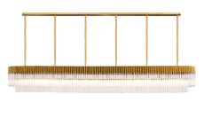 Vita 300 x 40cm Linear Pendant, 16 Light E14, Brass/Clear Sculpted Glass, Item Weight: 80kg