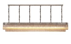 Vita 300 x 40cm Linear Pendant, 16 Light E14, Polished Nickel/Cognac Sculpted Glass, Item Weight: 80kg