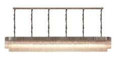 Vita 300 x 40cm Linear Pendant, 16 Light E14, Polished Nickel/Clear Sculpted Glass, Item Weight: 80kg