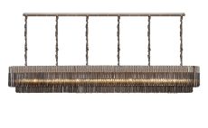 Vita 300 x 40cm Linear Pendant, 16 Light E14, Polished Nickel/Smoked Sculpted Glass, Item Weight: 80kg