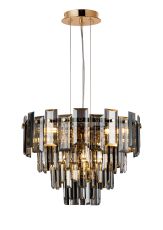 Anson 41cm Pendant 6 Light E14, French Gold/Smoke Glass