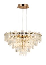 Anson 61cm Pendant 10 Light E14, French Gold/Clear Glass