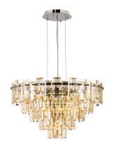 Anson 61cm Pendant 10 Light E14, Polished Nickel/Champagne Glass