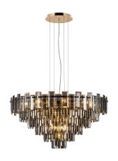 Anson 81cm Pendant 13 Light E14, French Gold/Smoke Glass Item Weight: 15.6kg