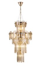 Anson 41cm Tall Pendant 9 Light E14, French Gold/Champagne Glass