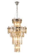 Anson 41cm Tall Pendant 9 Light E14, Polished Nickel/Champagne Glass