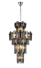 Anson 41cm Tall Pendant 9 Light E14, Polished Nickel/Smoke Glass