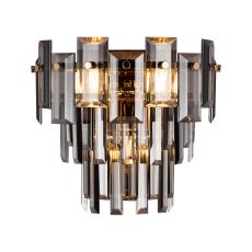 Anson Wall Lamp 2 Light E14, French Gold/Smoke Glass