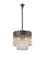 Vita 45cm Pendant Round 5 Light E14, Polished Nickel/Clear Sculpted Glass