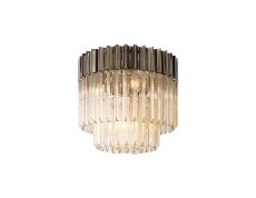 Vita 45cm Flush Ceiling Round 5 Light E14, Polished Nickel/Cognac Sculpted Glass