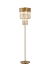 Vita 35 x 168cm Floor Lamp 5 Light E14, Brass/Cognac Sculpted Glass  Item Weight: 16.5kg