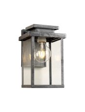 Bahia 28cm Wall Lamp, 1 x E27, IP44, Black/Brushed Silver, 2yrs Warranty