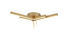 Crespi 53cm 3 Arm Flush Ceiling, 24W LED, 3000K, 700lm, Painted Gold, 3yrs Warranty