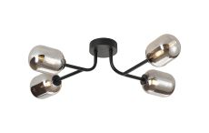 Gana Linear Semi Flush Ceiling, 4 Light G9, IP44, Satin Black/Smoke Smooth Tubular Glass