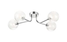 Gana Linear Semi Flush Ceiling, 4 Light G9, IP44, Polished Chrome/Clear Swirl Round Glass