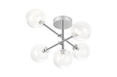 Gana Semi Flush Ceiling Tiered, 5 Light G9, IP44, Polished Chrome/Clear Swirl Round Glass