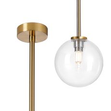 Gana 12cm Telescopic Pendant Kit, 1 Light G9, IP44, Brass Gold/Clear Smooth Round Glass