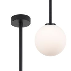 Gana 12cm Telescopic Pendant Kit, 1 Light G9, IP44, Satin Black/Opal Smooth Round Glass