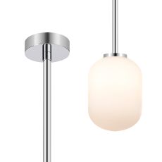 Gana 9cm Telescopic Pendant Kit, 1 Light G9, IP44, Polished Chrome/Opal Smooth Tubular Glass