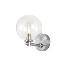 Gana Short Arm Wall Light, 1 Light G9, IP44, Polished Chrome/Clear Smooth Round Glass